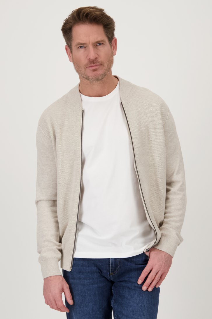 Beige tricot cardigan met rits van Dansaert Blue voor Heren