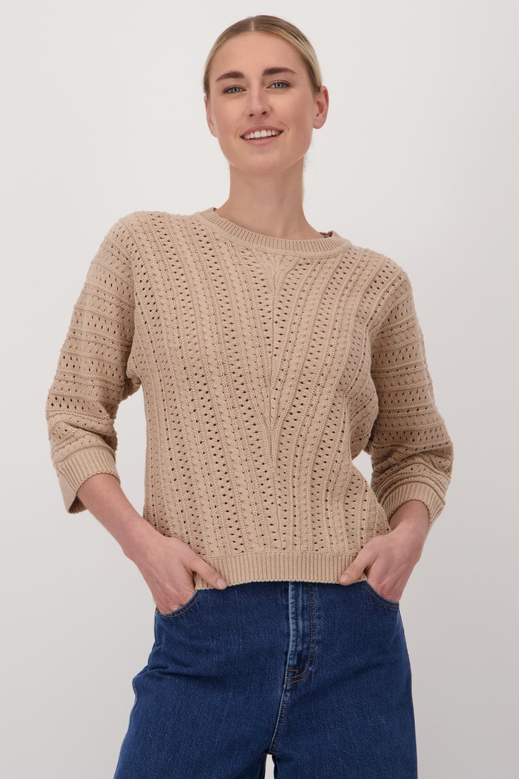 Beige trui met ajourmotief van Liberty Island voor Dames
