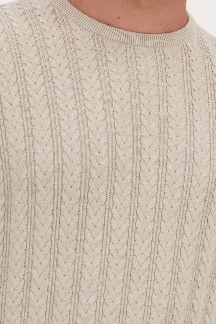 Beige trui met gebreid kabelmotief van Upper East voor Heren