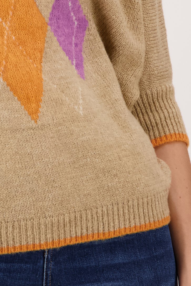 Beige trui met geruit motief van More & More voor Dames