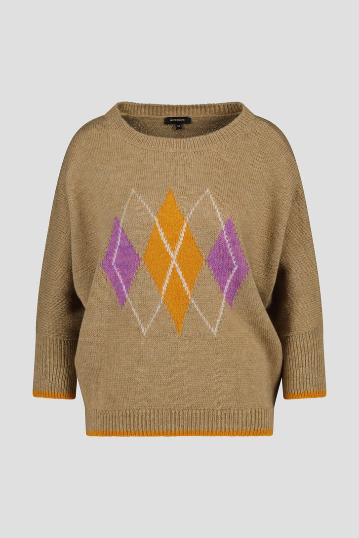 Beige trui met geruit motief van More & More voor Dames