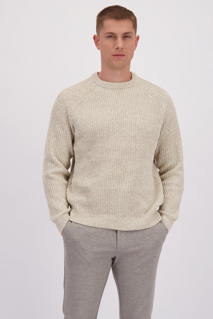 Voorkant van Beige trui met ronde hals door Only & Sons voor Heren