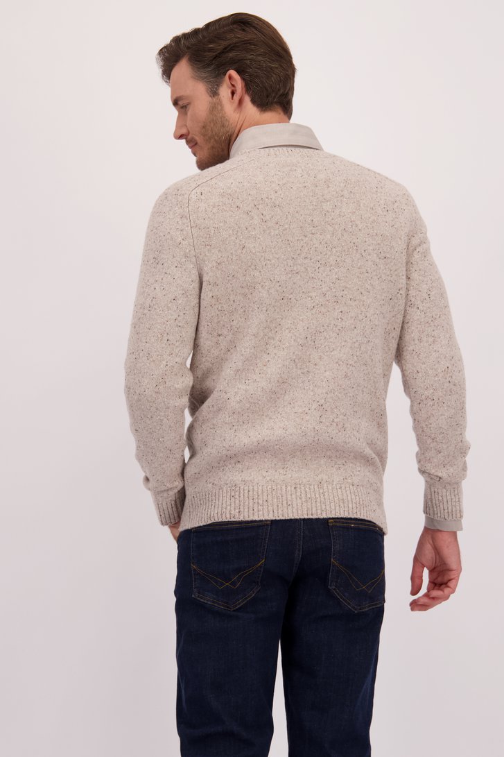 Achterkant van Beige trui met spikkels en ronde hals door Upper East voor Heren