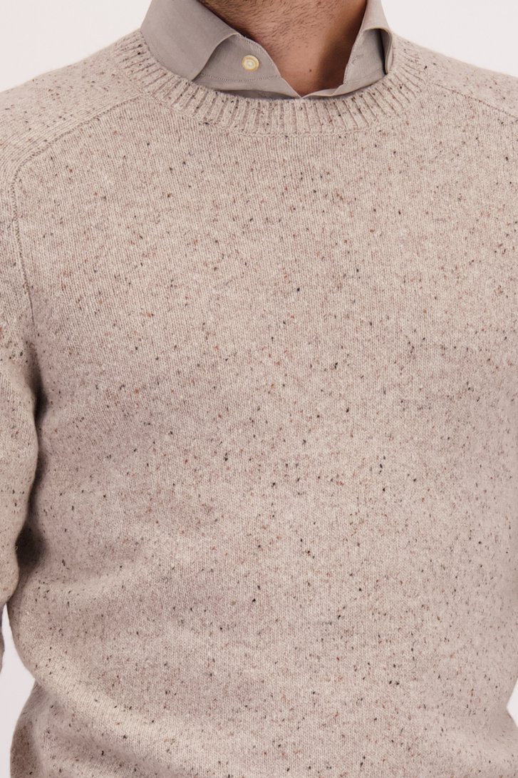 Detail van Beige trui met spikkels en ronde hals door Upper East voor Heren