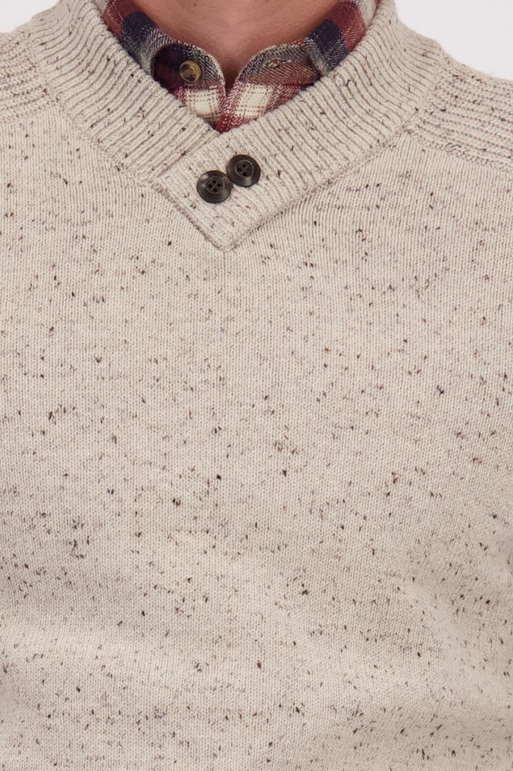 Detail van Beige trui met V-hals door Ravøtt voor Heren
