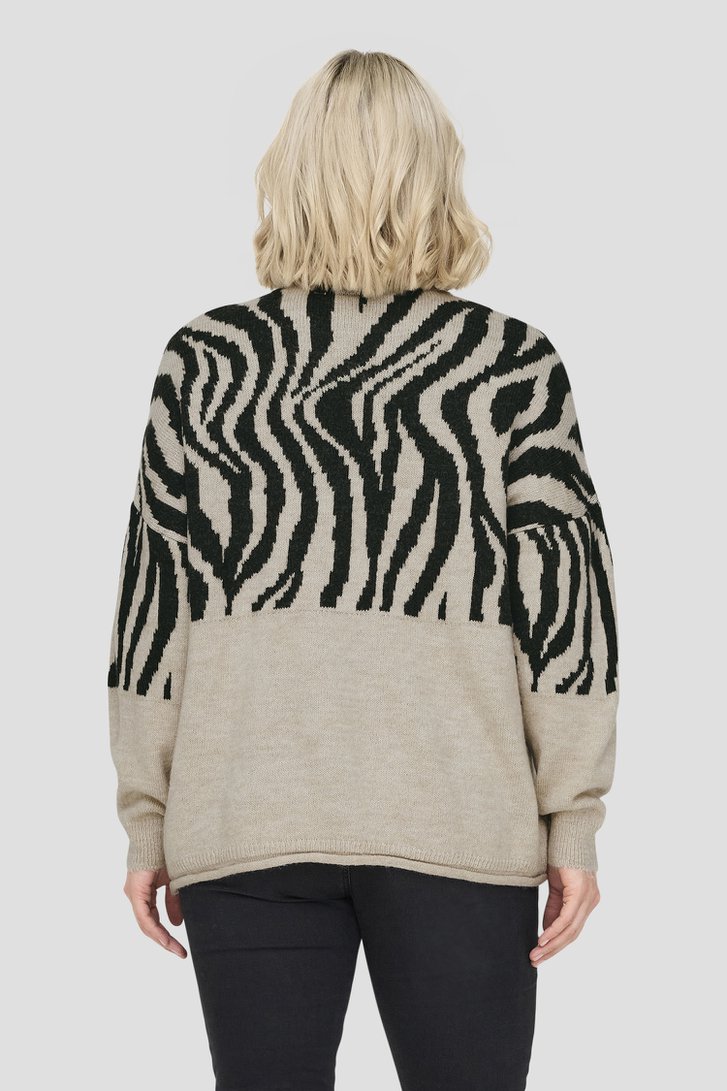 Beige trui met zwarte zebra print van Only Carmakoma voor Dames