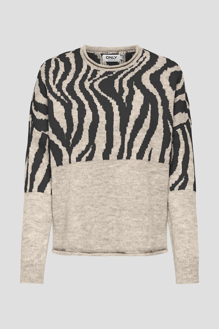 Beige trui met zwarte zebra print van Only Carmakoma voor Dames