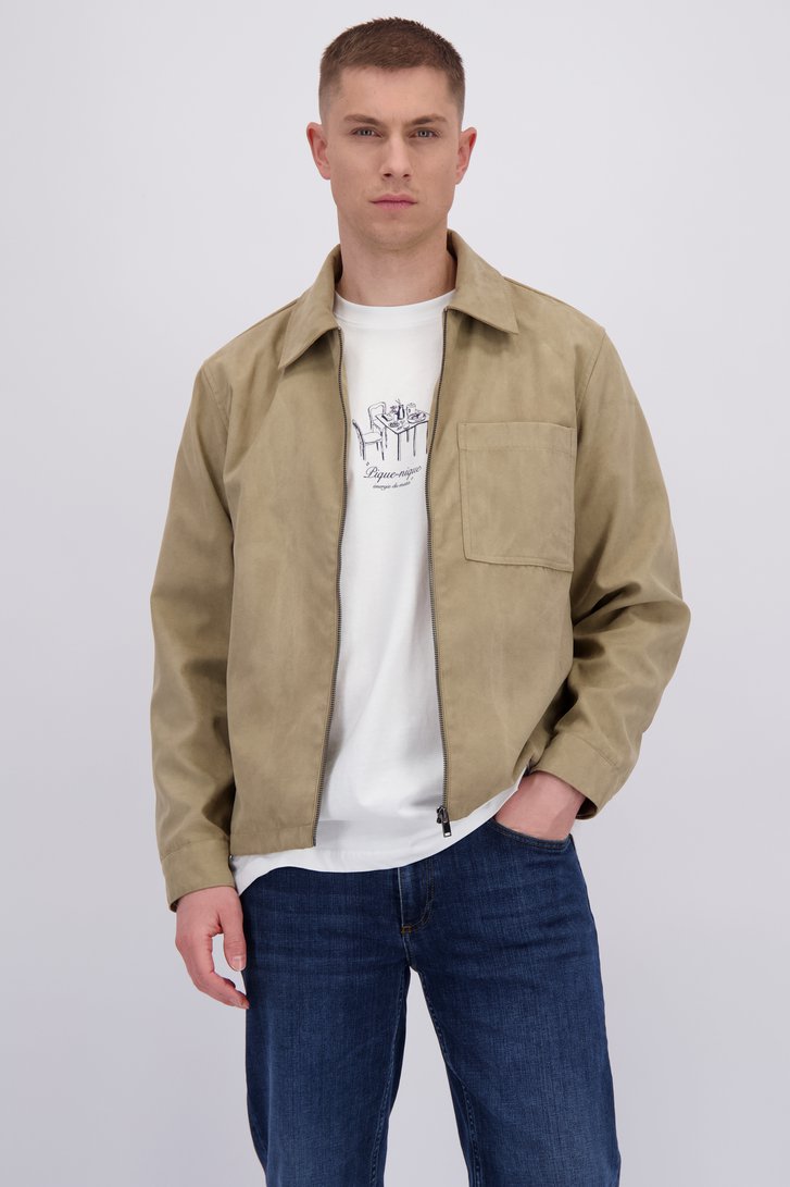 Voorkant van Beige vestje in faux-daim door Only & Sons voor Heren