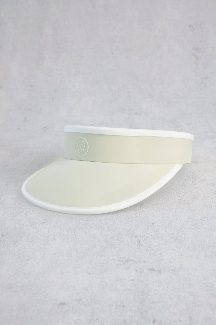 Voorkant van Beige zonneklep met witte details door Dansaert Golf Club voor Dames