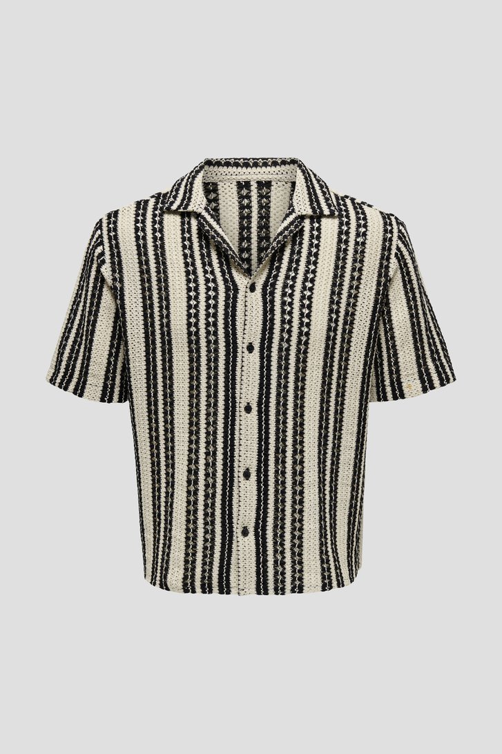 Beige-zwart gehaakt hemd - Regular fit van ONLY & SONS voor Heren