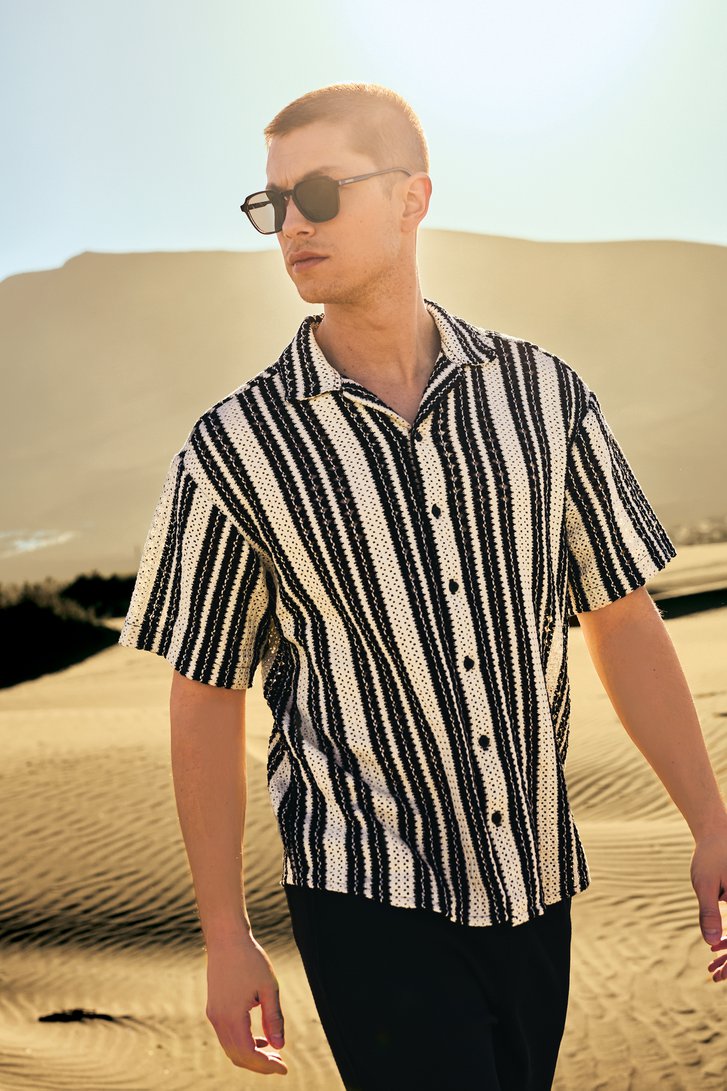 Beige-zwart gehaakt hemd - Regular fit van ONLY & SONS voor Heren