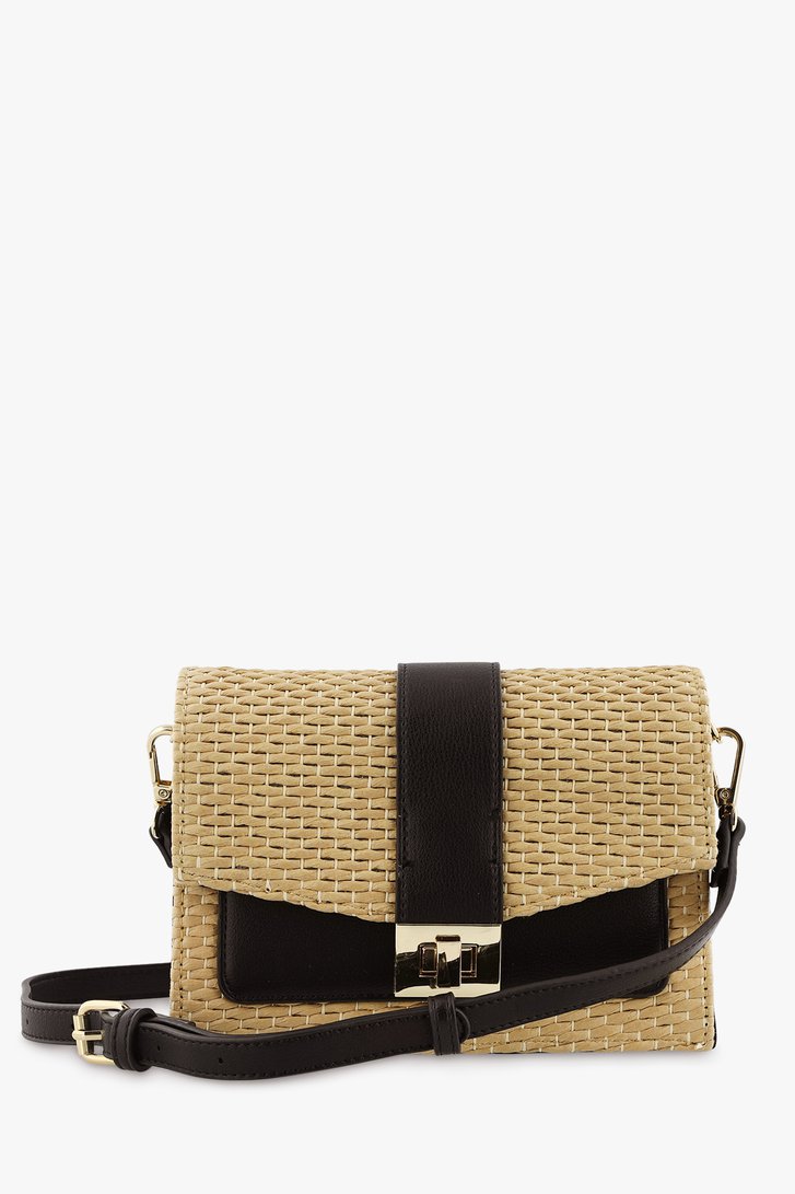 Beige-zwarte handtas met gouden details van Modeno voor Dames