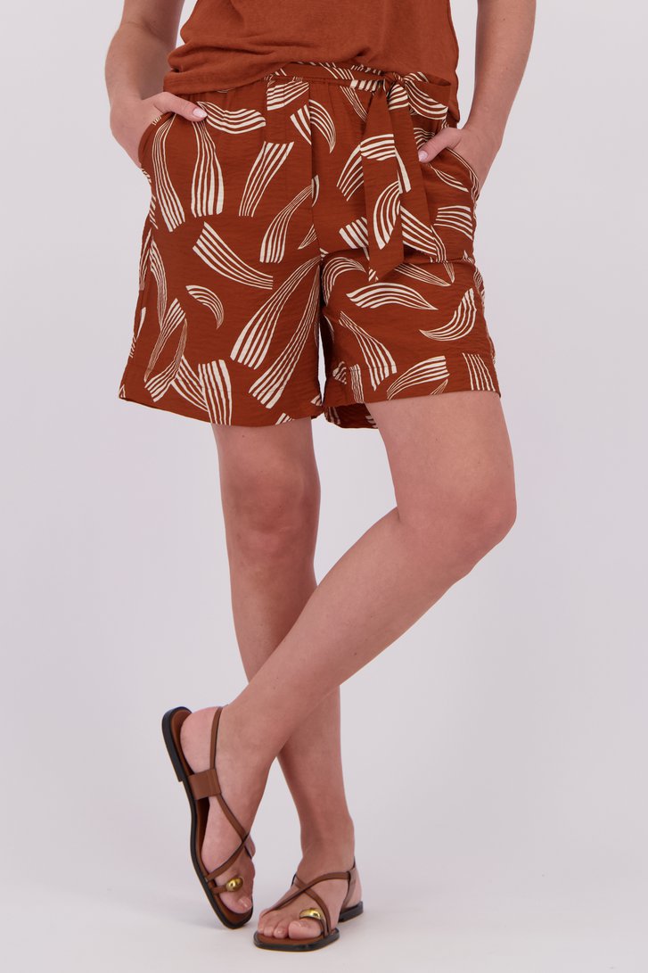 Détail de Bermuda brun rouille à l’aspect soyeux de Liberty Loving nature pour Femmes