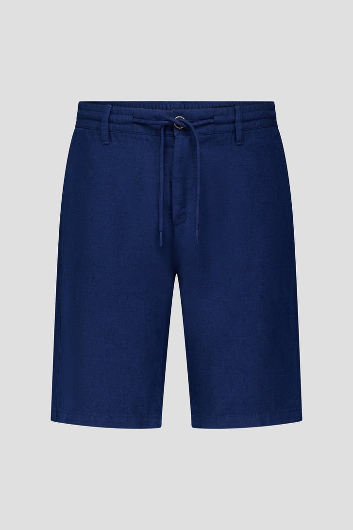Photo produit 2 de Bermuda en lin bleu foncé à taille élastique de Upper East pour Hommes