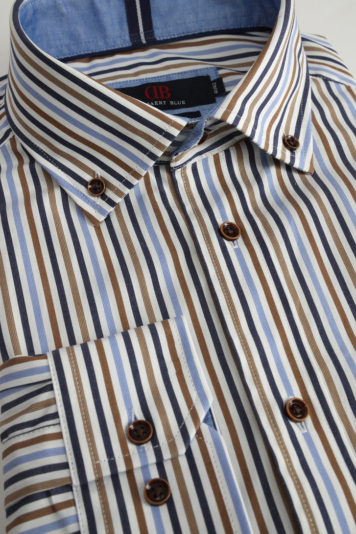 Productfoto 1 van Blauw-bruin gestreept hemd - Comfort fit door Dansaert Blue voor Heren