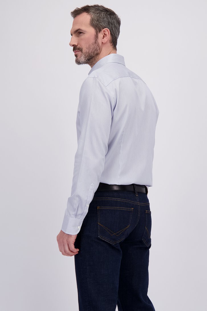 Achterkant van Blauw fijn gestreept hemd - Regular fit  door Dansaert Black Premium voor Heren