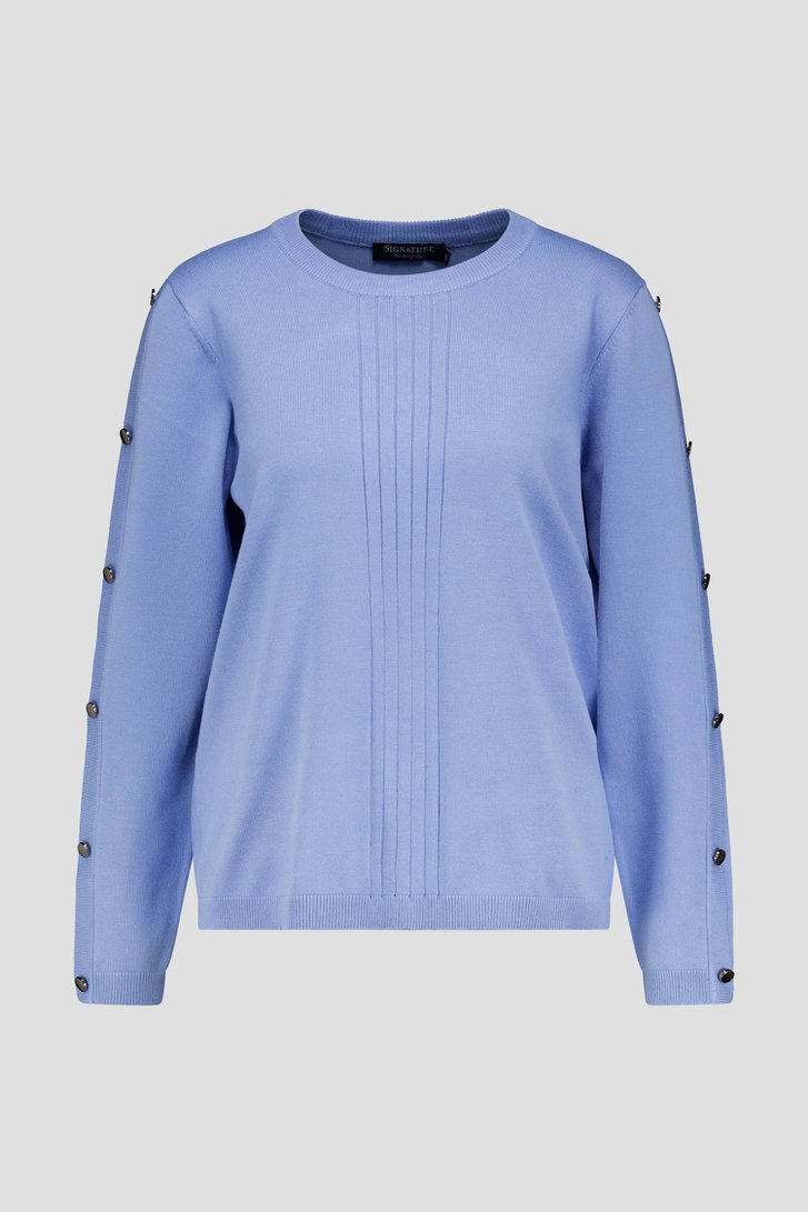 Blauw fijngebreid truitje met detailknopen van Signature voor Dames