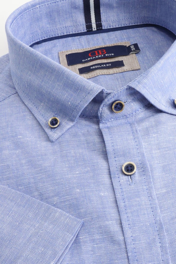 Productfoto 1 van Blauw gemêleerd hemd met korte mouw - Regular fit door Dansaert Blue voor Heren