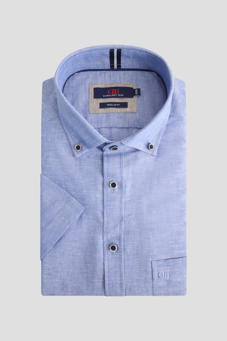 Voorkant van Blauw gemêleerd hemd met korte mouw - Regular fit door Dansaert Blue voor Heren