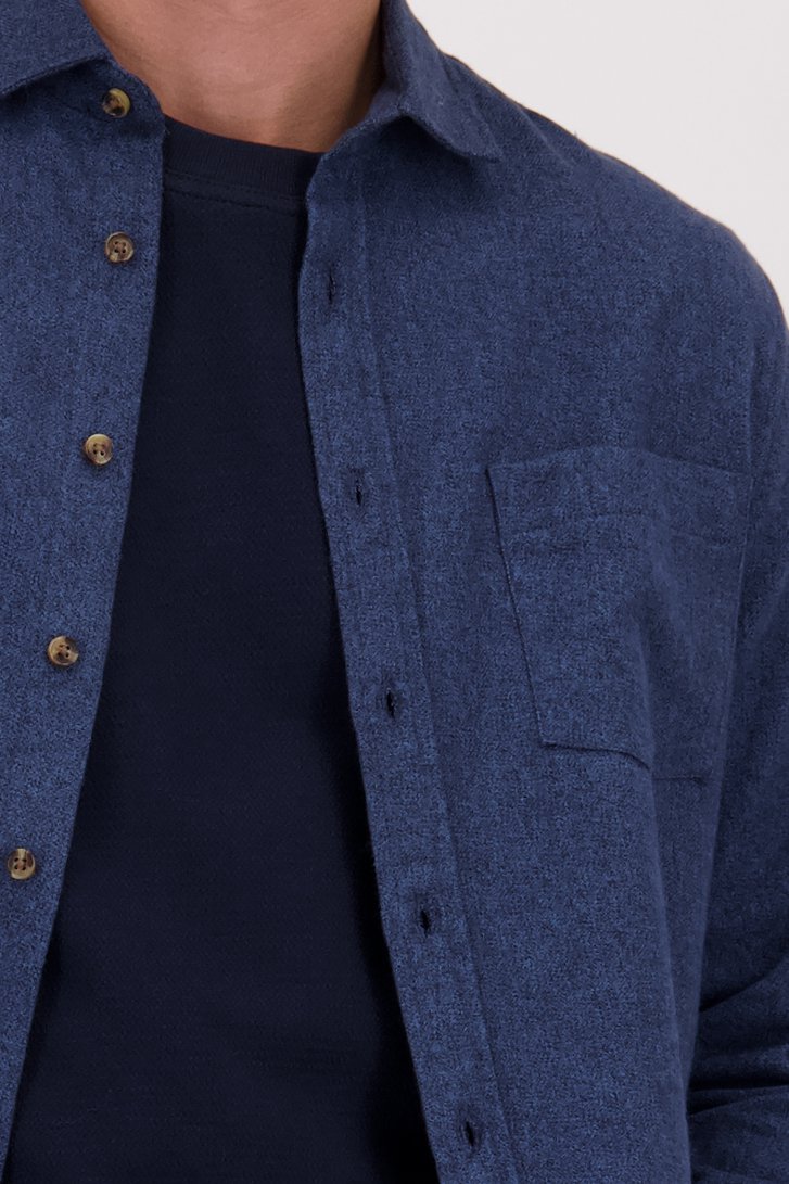 Detail van Blauw gemêleerd hemd - Regular fit door Ravøtt voor Heren