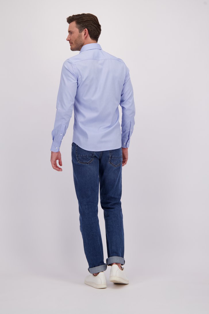 Achterkant van Blauw gemêleerd hemd - Slim fit door Michaelis voor Heren
