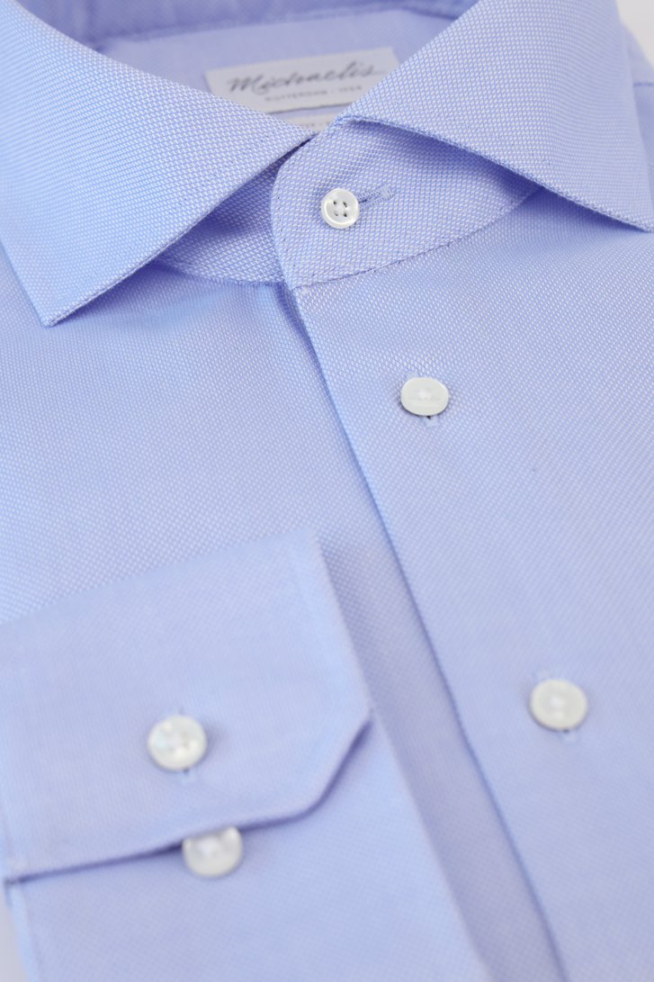 Detail van Blauw gemêleerd hemd - Slim fit door Michaelis voor Heren