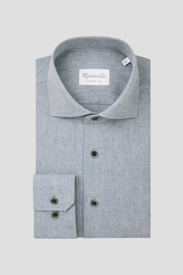 Blauw gemêleerd hemd - Slim fit van Michaelis voor Heren