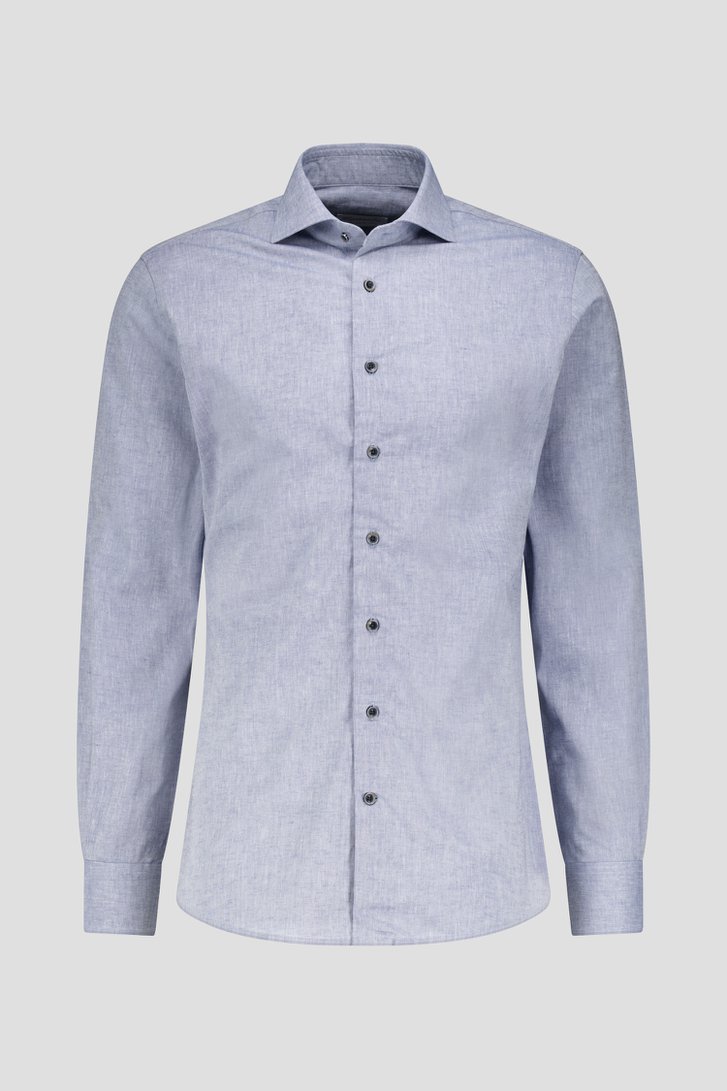 Productfoto 3 van Blauw gemêleerd hemd - Slim fit door Michaelis voor Heren