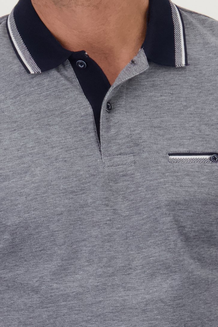 Blauw gemêleerde polo met borstzak van Dansaert Blue voor Heren