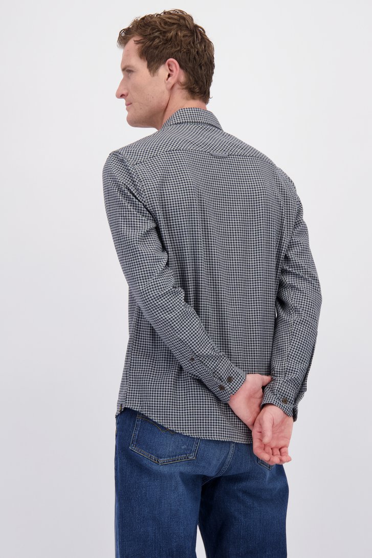 Achterkant van Blauw geruit hemd - Regular fit door Ravøtt voor Heren