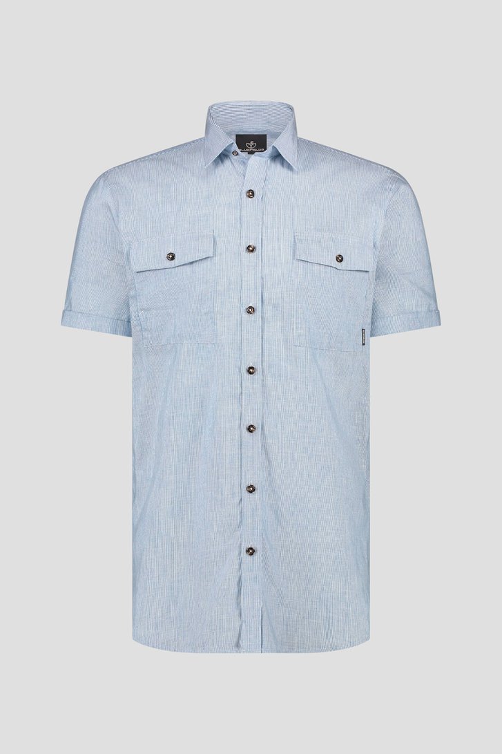 Blauw gestreept hemd met korte mouw - Regular fit van Bluefields voor Heren