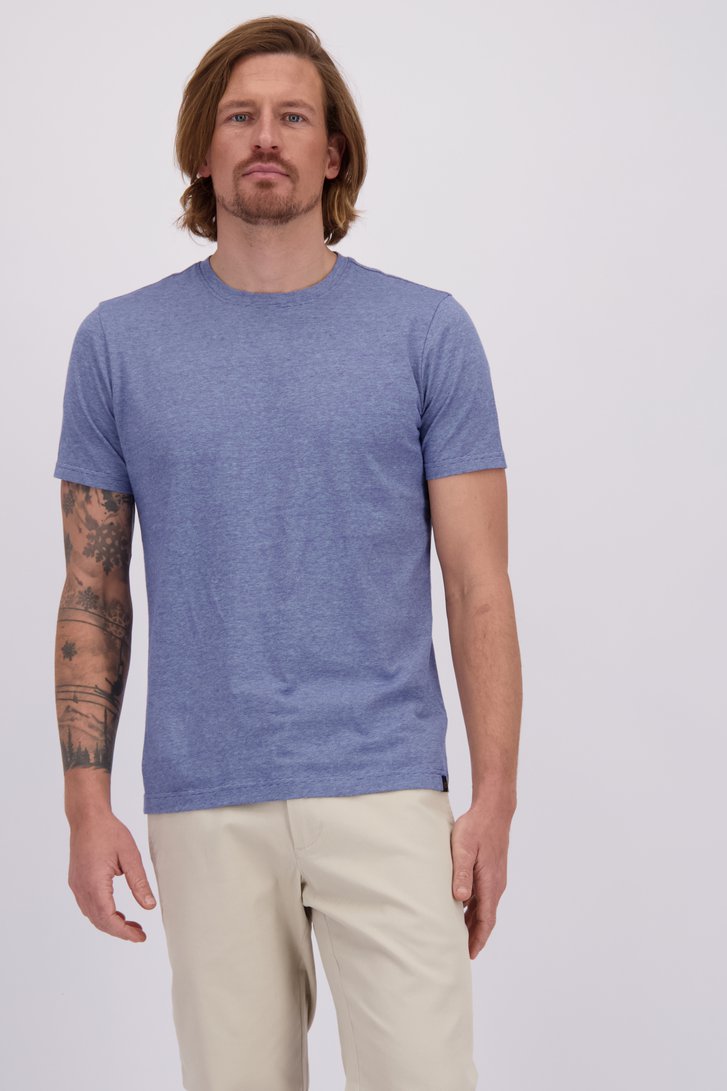 Voorkant van Blauw gestreept T-shirt  door Ravøtt voor Heren