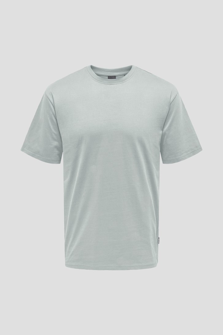Blauw-grijs T-shirts met ronde hals van ONLY & SONS voor Heren