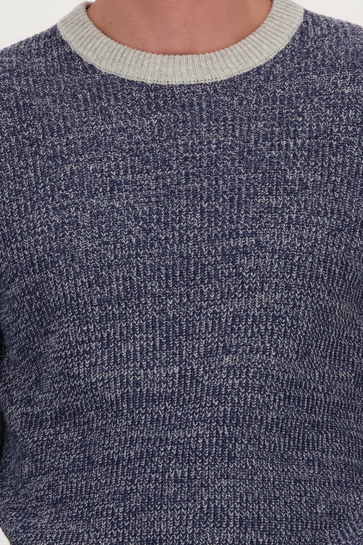 Blauw-grijze gemêleerde trui met een ronde hals van Bluefields voor Heren