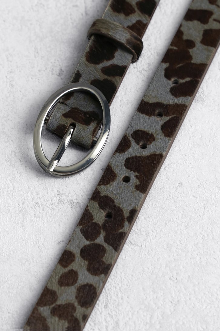 Productfoto 1 van Blauw-groene riem met donkerbruin luipaardmotief door Liberty Island voor Dames