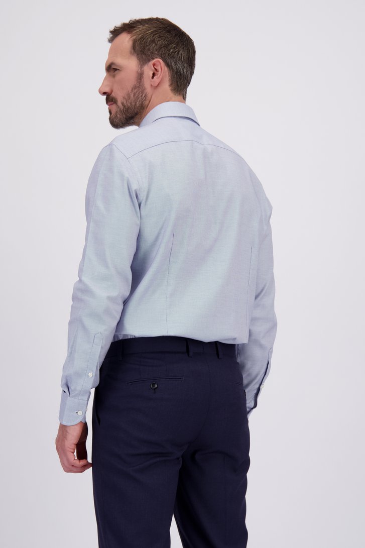 Achterkant van Blauw hemd met fijne ruitjes - Regular fit door Dansaert Black Premium voor Heren