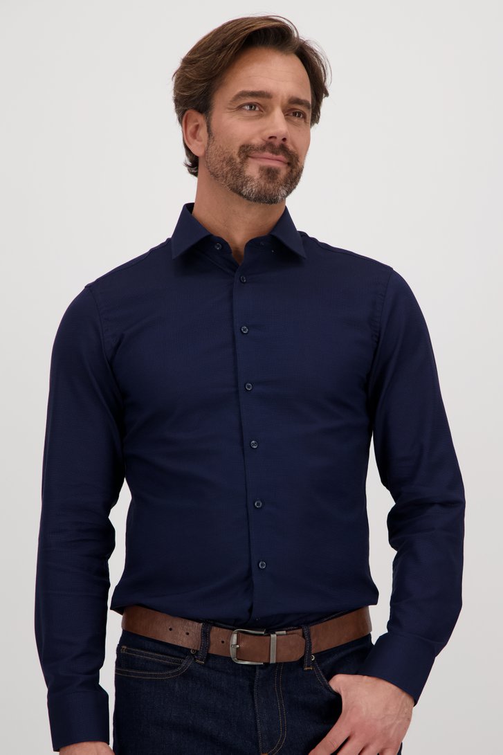 Blauw hemd met patroon - slim fit van Dansaert Black voor Heren