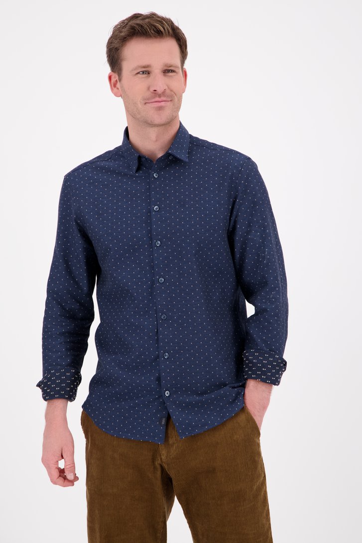 Blauw hemd met print - slim fit van Casual Friday voor Heren