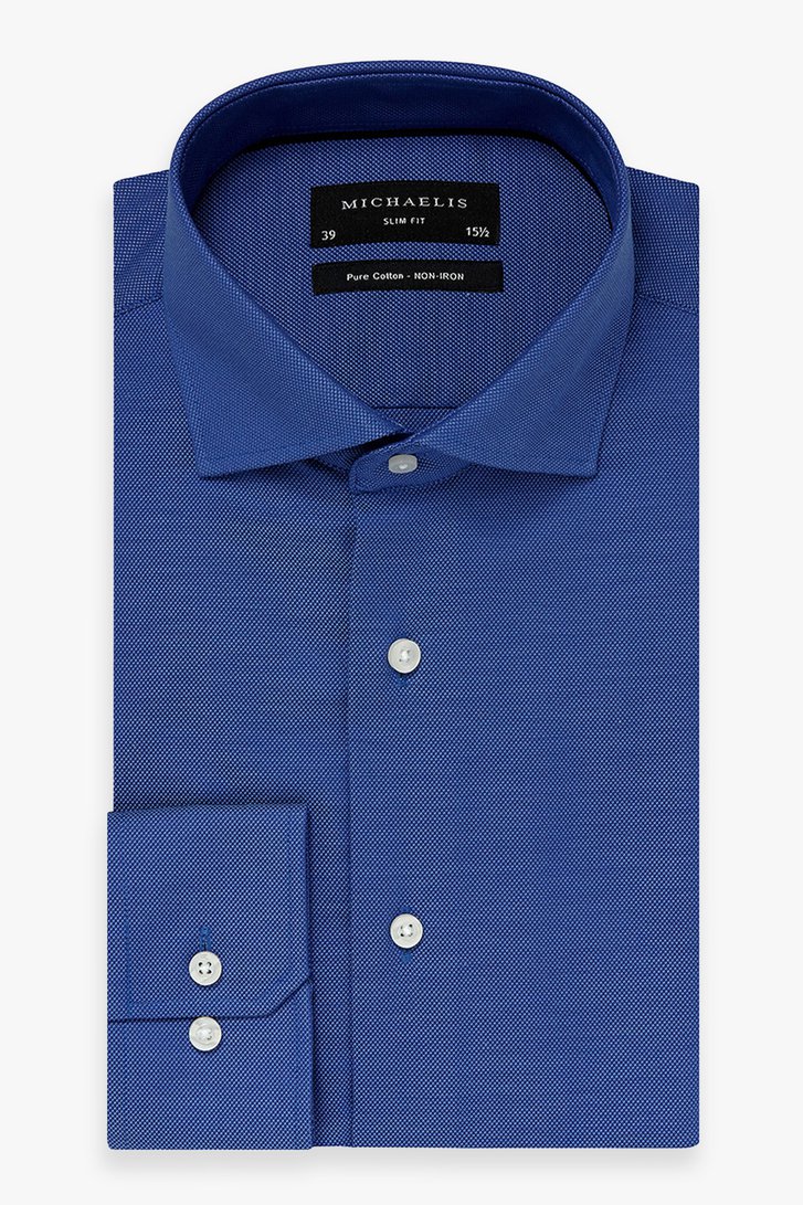 Blauw hemd met textuur - Slim fit, Heren, Merk: Michaelis, Maat: 41