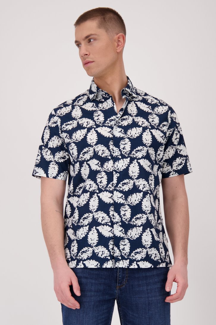 Blauw hemd met witte print - Regular fit van Casual Five voor Heren