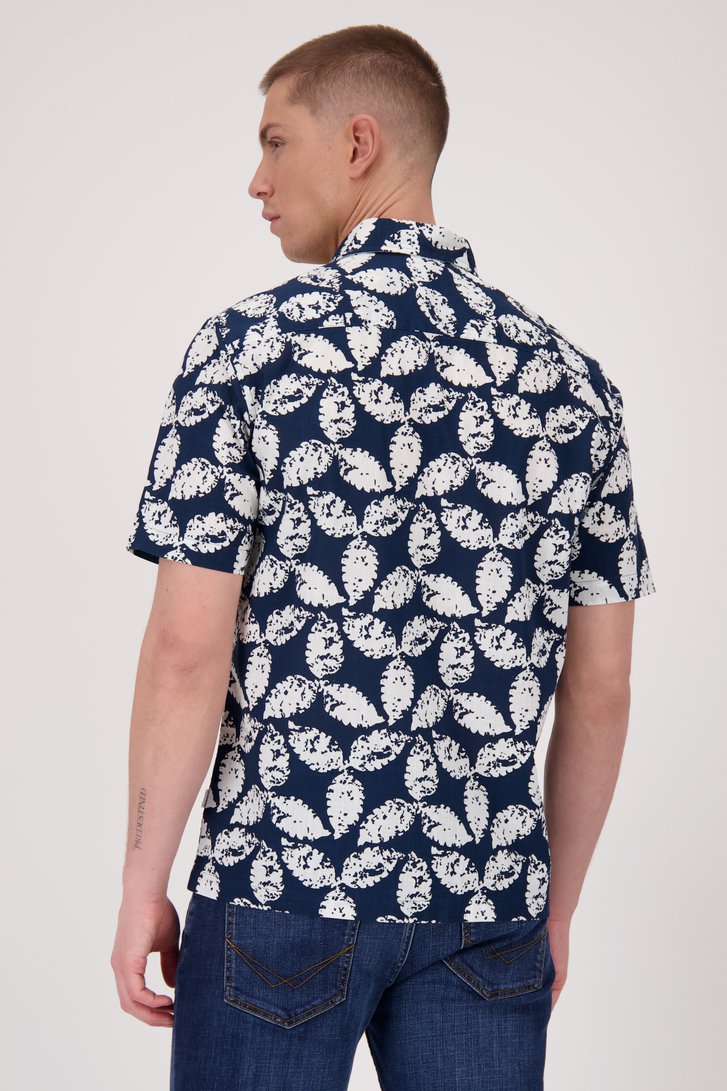 Blauw hemd met witte print - Regular fit van Casual Five voor Heren