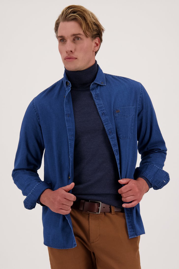 Blauw jeanshemd - Regular fit van Ravøtt voor Heren