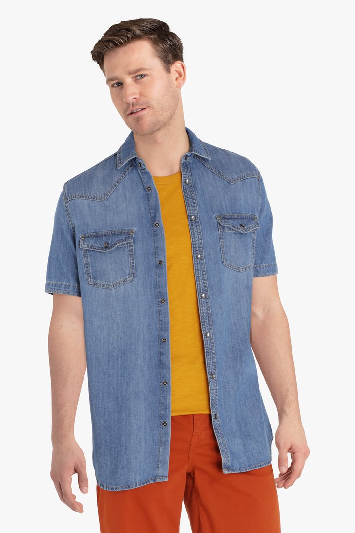 Blauw jeanshemd - regular fit van Ravøtt voor Heren