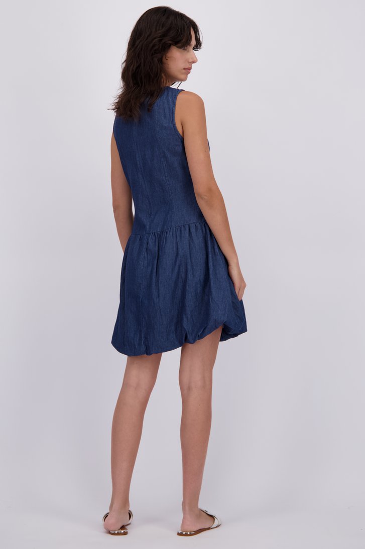 Achterkant van Blauw katoenen denim kleedje door Pieces voor Dames