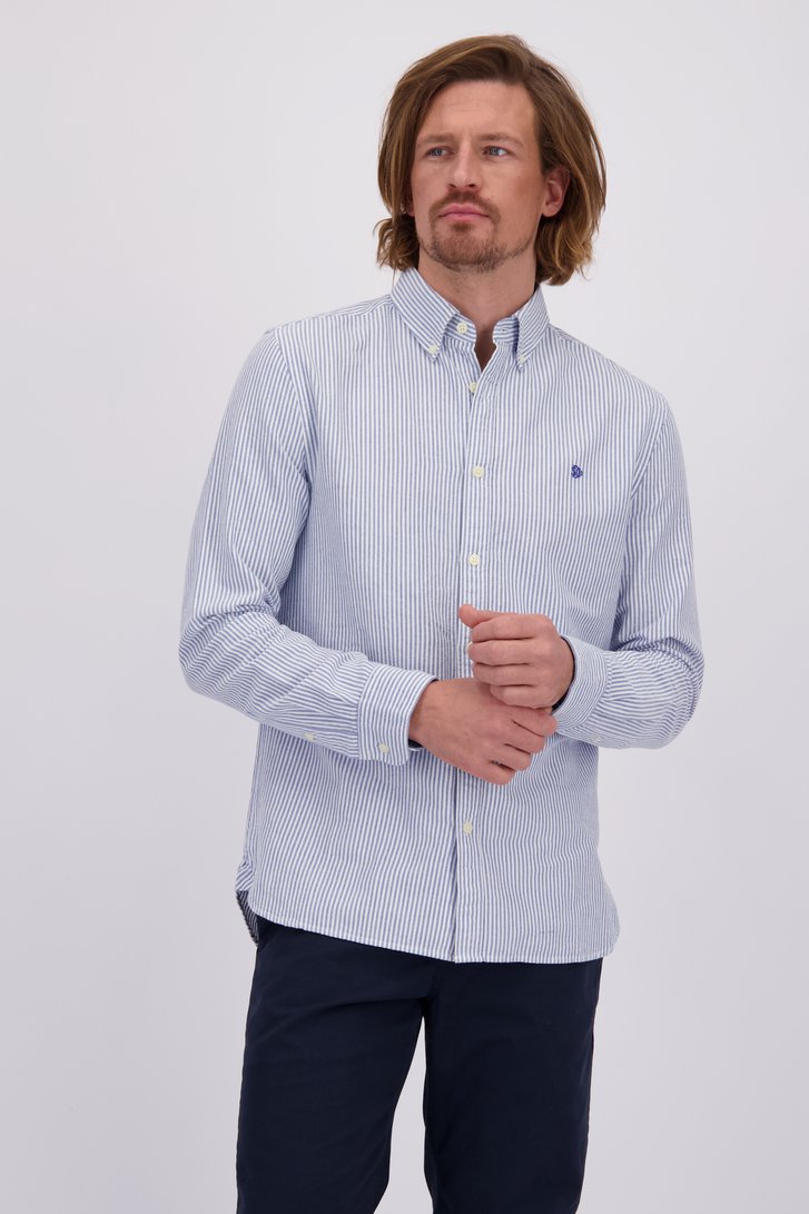 Voorkant van Blauw katoenen hemd - Regular fit  door Superdry voor Heren