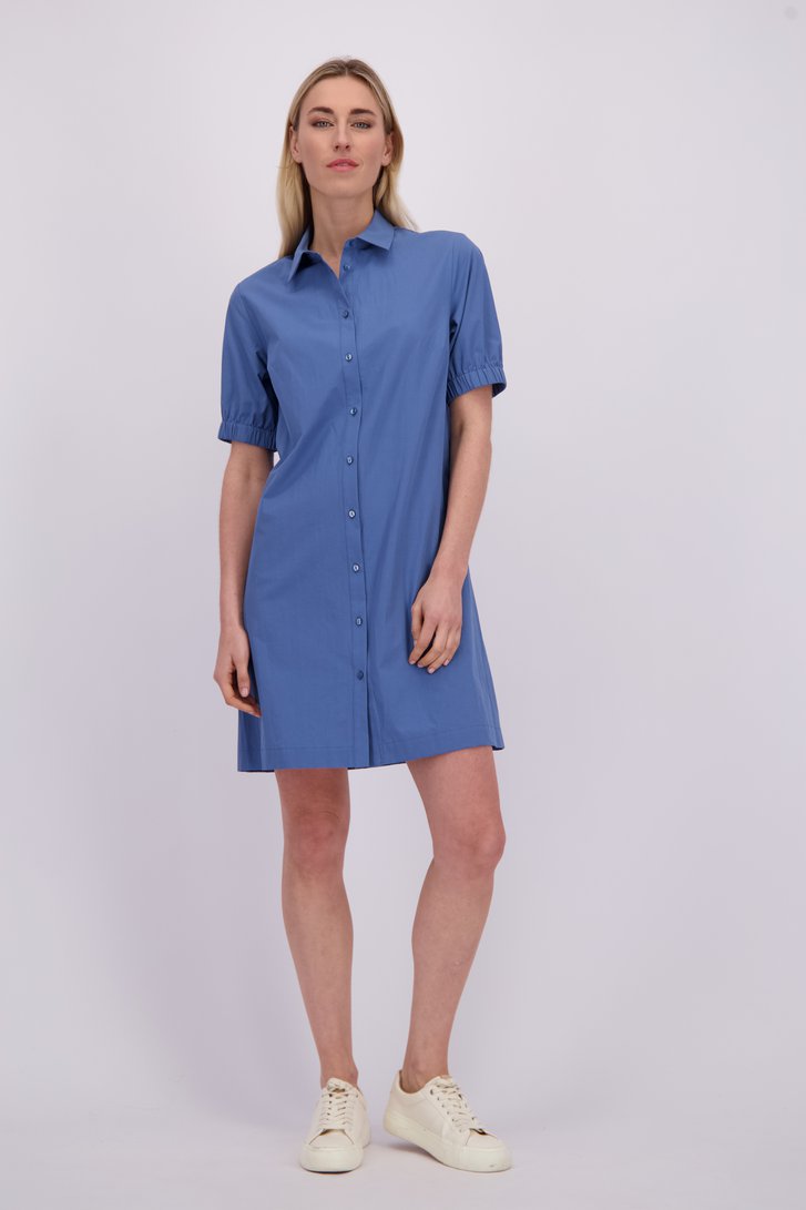 Voorkant van Blauw kleedje met lange knopenlijst door Liberty Island voor Dames