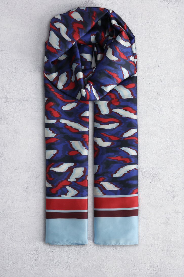 Voorkant van Blauw sjaaltje met abstracte print door Claude Arielle voor Dames