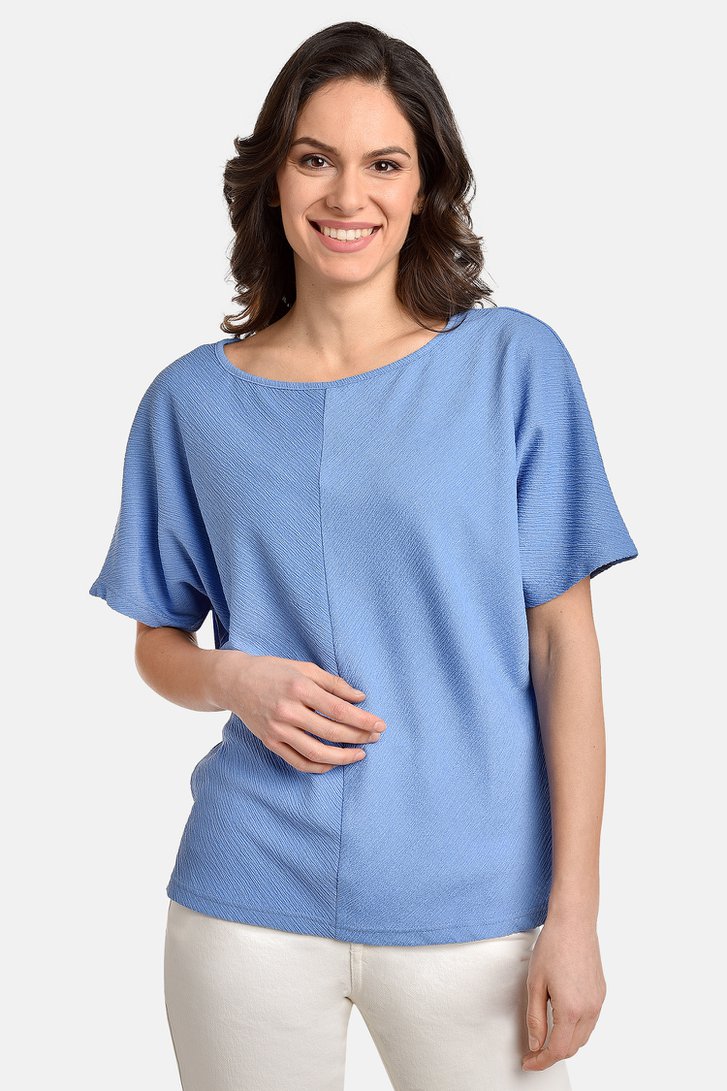 Blauw T-shirt in structuurstof van Bicalla voor Dames