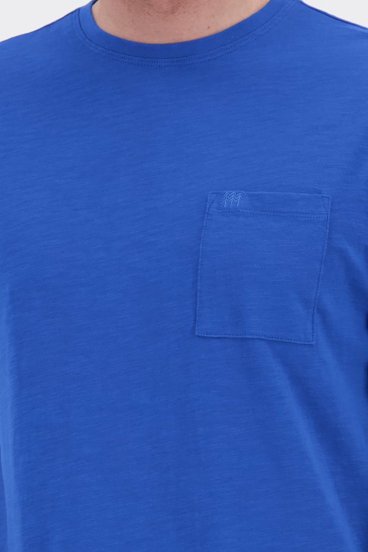 Blauw T-shirt met borstzak van Ravøtt voor Heren