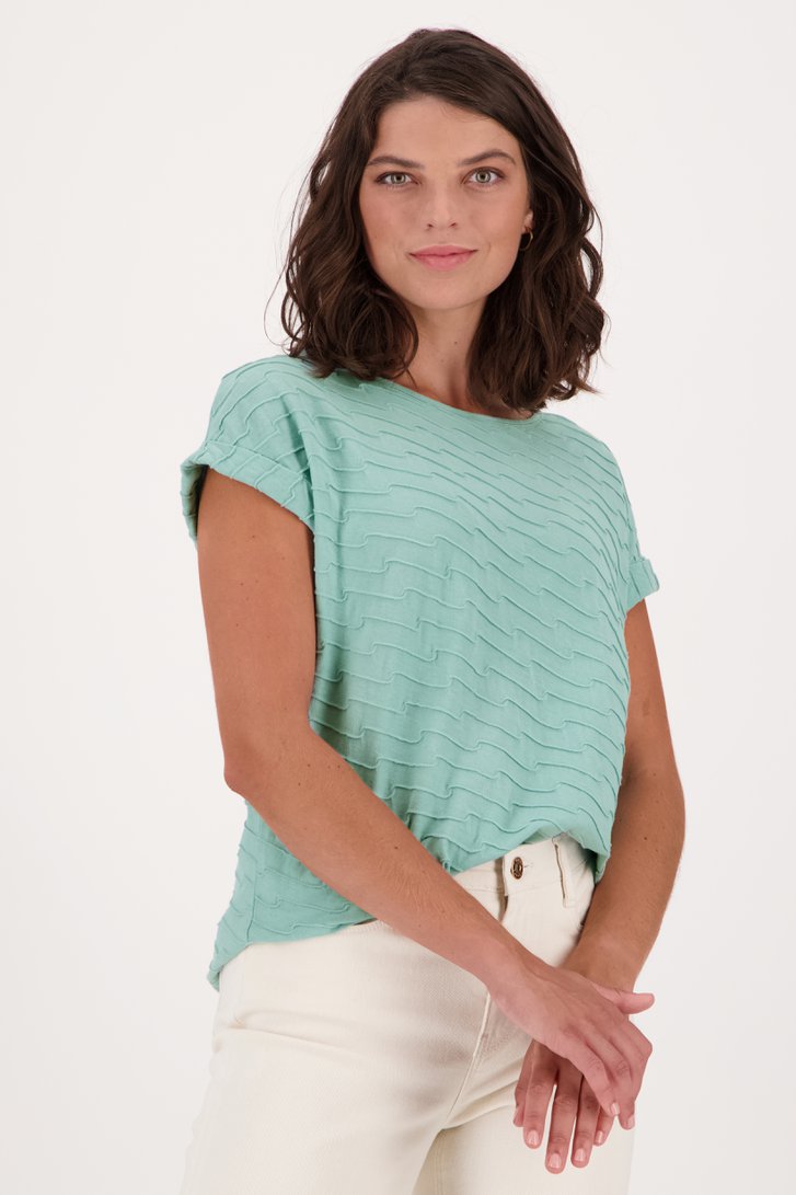 Blauw T-shirt met gegolfde textuur van Liberty Loving nature voor Dames